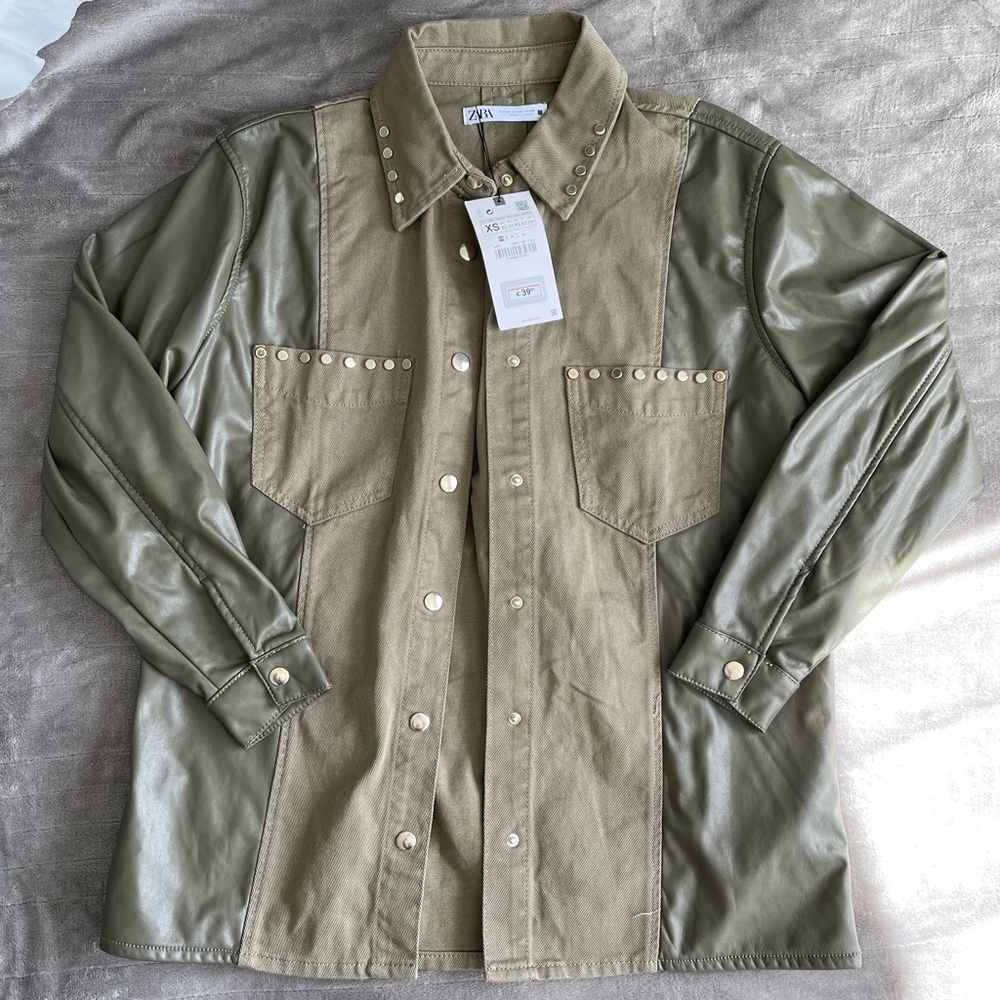 Zara shirt jacket - color: army green